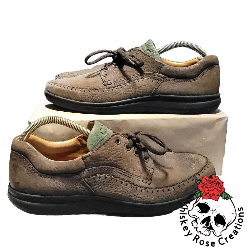ECCO~ BROWN LEATHER LACE UP MOCS COMFORT SYSTEM SHOES MEN'S EU 45 11-11.5 US